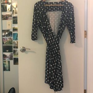 Black and white wrap dress